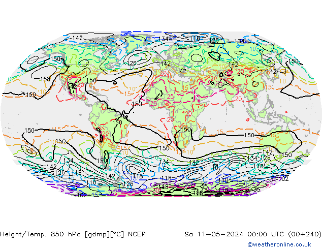 Height/Temp. 850 гПа NCEP сб 11.05.2024 00 UTC