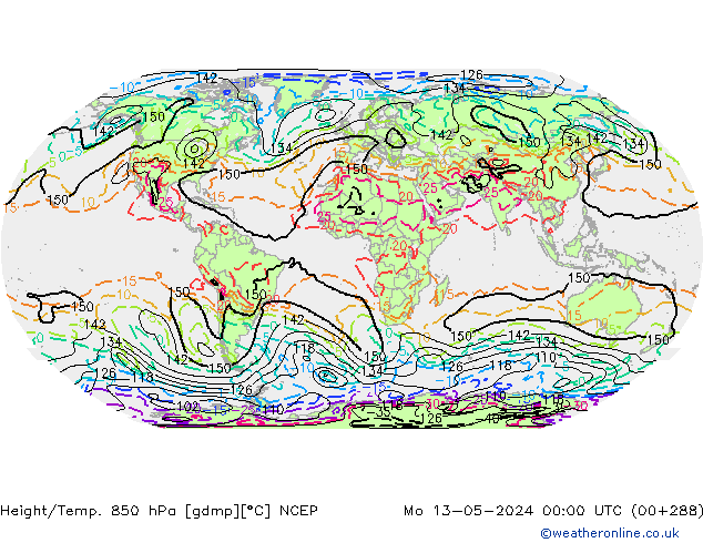Height/Temp. 850 hPa NCEP Po 13.05.2024 00 UTC