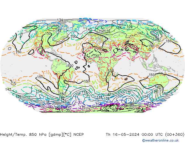 Height/Temp. 850 hPa NCEP Do 16.05.2024 00 UTC
