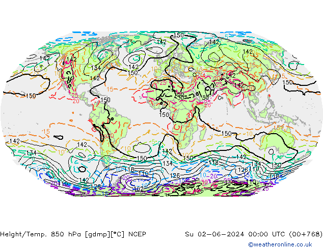 Height/Temp. 850 гПа NCEP Вс 02.06.2024 00 UTC