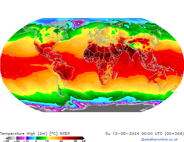 Max.temperatuur (2m) NCEP zo 12.05.2024 00 UTC