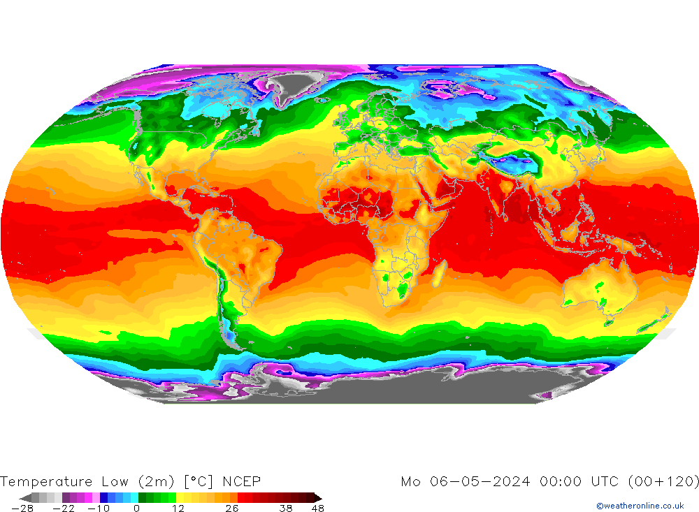 Temperature Low (2m) NCEP Mo 06.05.2024 00 UTC