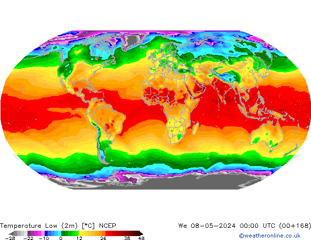 Temperature Low (2m) NCEP We 08.05.2024 00 UTC