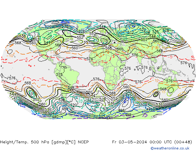 Height/Temp. 500 hPa NCEP Fr 03.05.2024 00 UTC