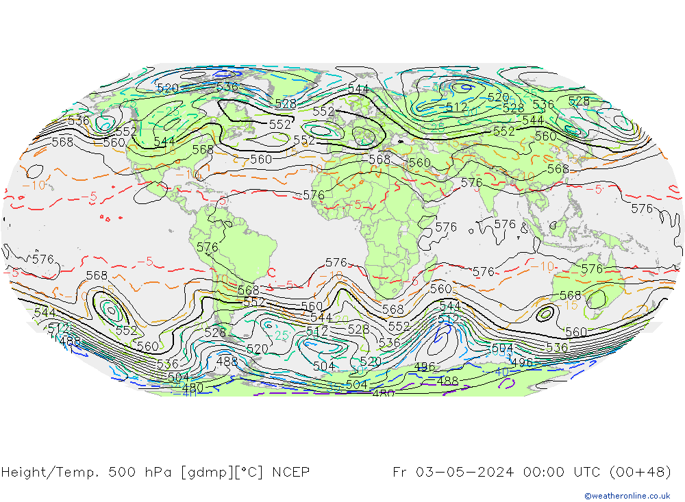 Height/Temp. 500 hPa NCEP Fr 03.05.2024 00 UTC