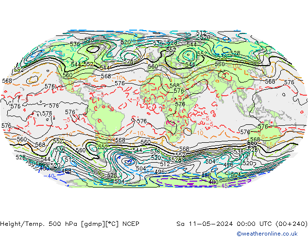 Yükseklik/Sıc. 500 hPa NCEP Cts 11.05.2024 00 UTC