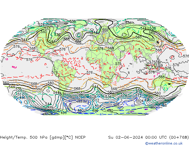 Height/Temp. 500 hPa NCEP Ne 02.06.2024 00 UTC