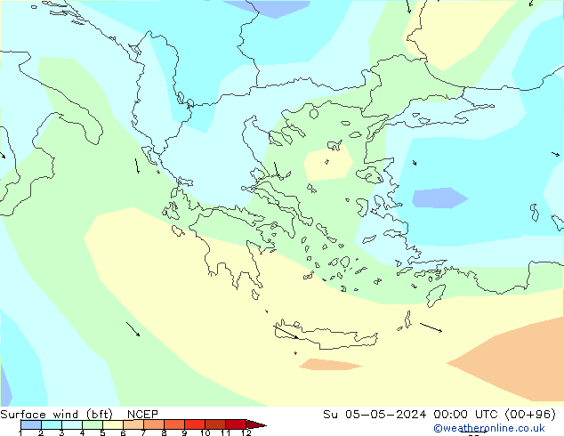  10 m (bft) NCEP  05.05.2024 00 UTC