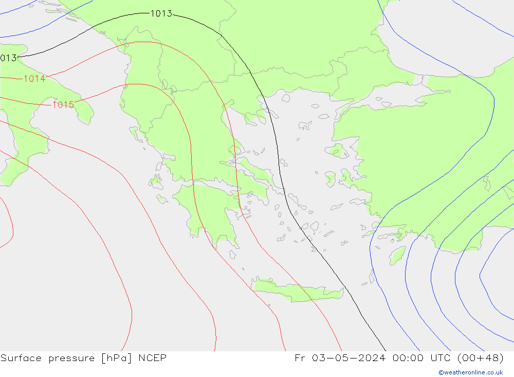 Yer basıncı NCEP Cu 03.05.2024 00 UTC