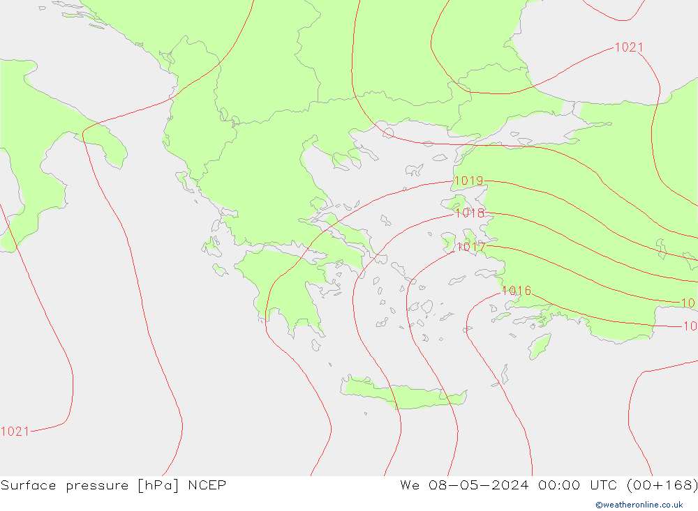 Surface pressure NCEP We 08.05.2024 00 UTC