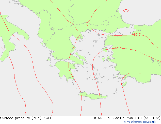 Presión superficial NCEP jue 09.05.2024 00 UTC