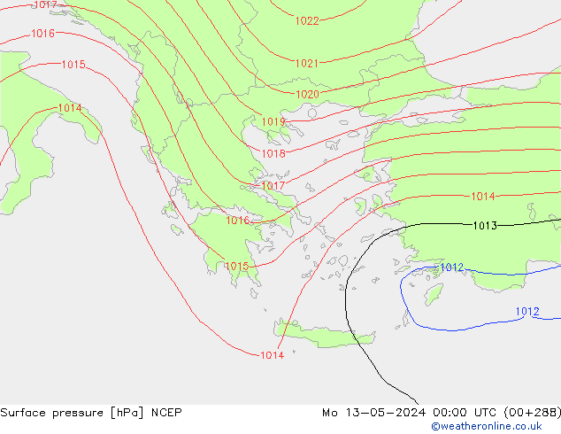 Presión superficial NCEP lun 13.05.2024 00 UTC