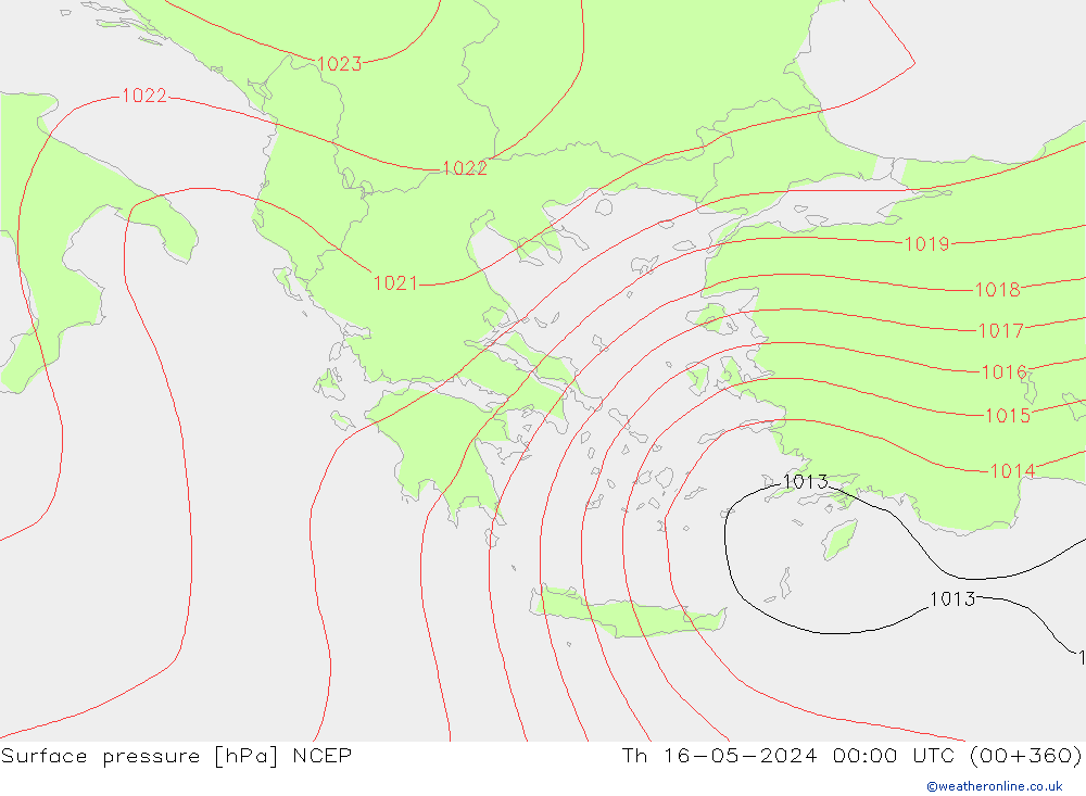 Surface pressure NCEP Th 16.05.2024 00 UTC