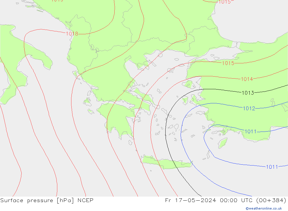 Atmosférický tlak NCEP Pá 17.05.2024 00 UTC