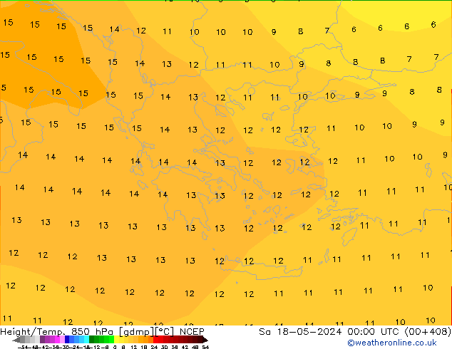 Height/Temp. 850 hPa NCEP  18.05.2024 00 UTC