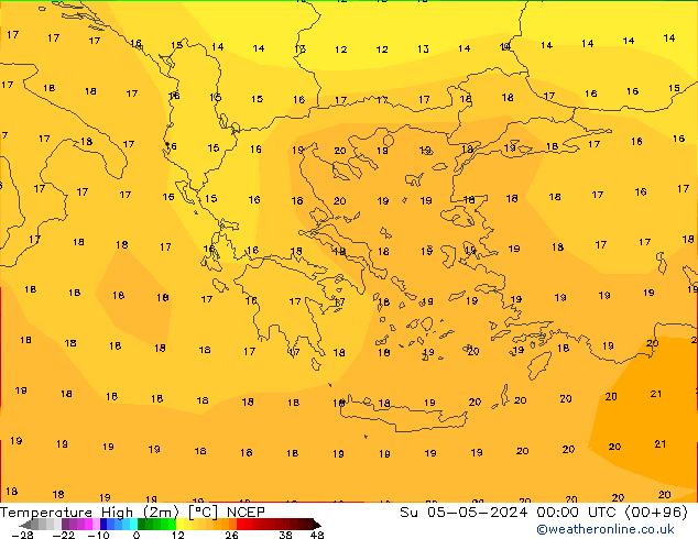 temperatura máx. (2m) NCEP Dom 05.05.2024 00 UTC