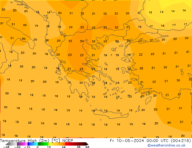 Temperature High (2m) NCEP Fr 10.05.2024 00 UTC