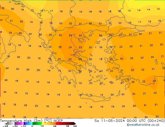 Temperature High (2m) NCEP Sa 11.05.2024 00 UTC