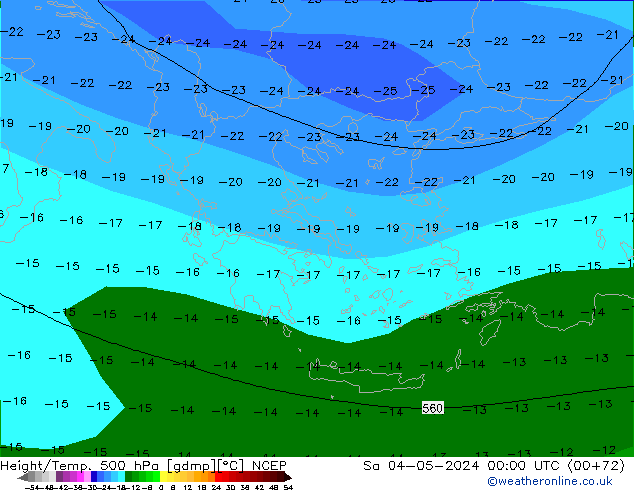 Height/Temp. 500 hPa NCEP Sáb 04.05.2024 00 UTC