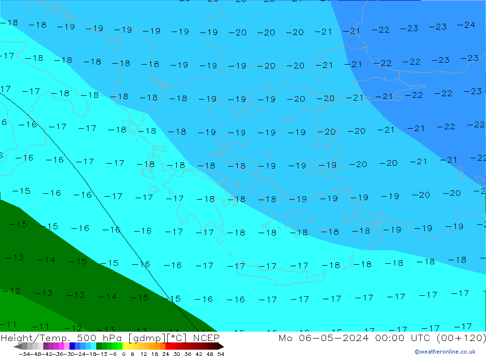 Height/Temp. 500 hPa NCEP Mo 06.05.2024 00 UTC