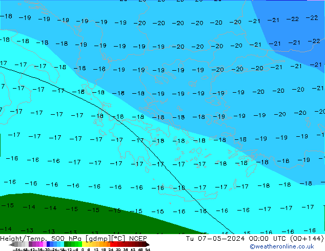 Height/Temp. 500 hPa NCEP wto. 07.05.2024 00 UTC