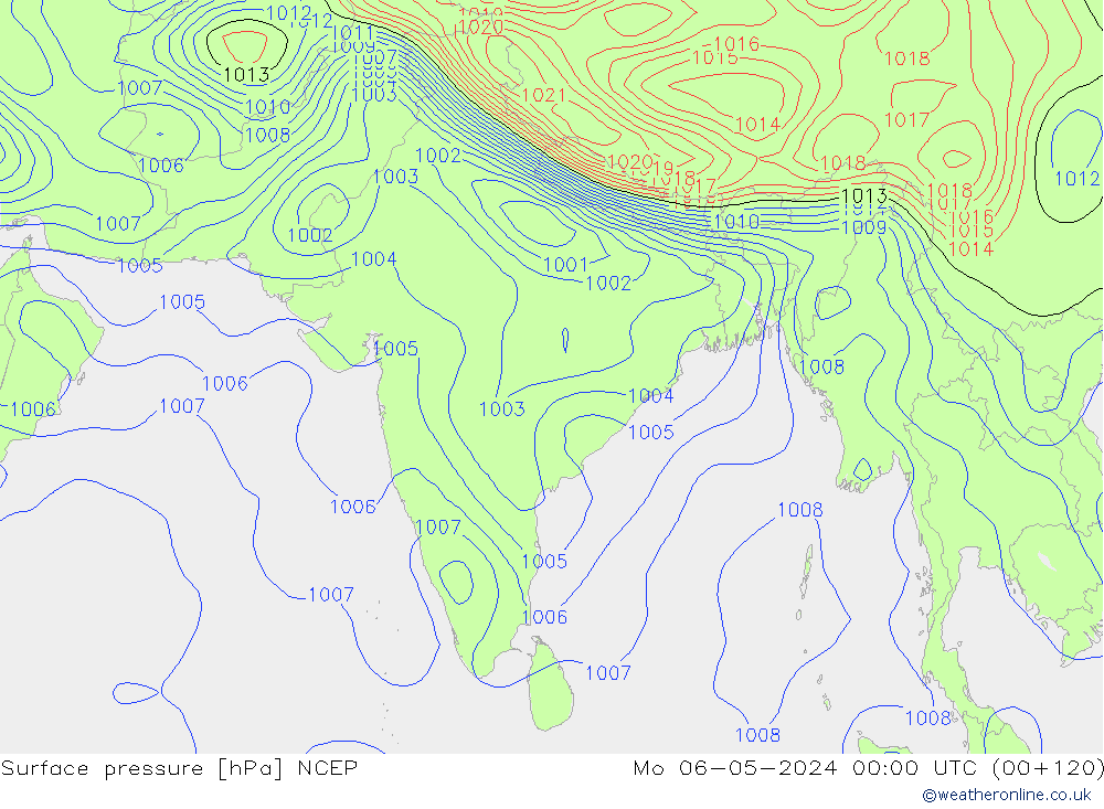 Surface pressure NCEP Mo 06.05.2024 00 UTC