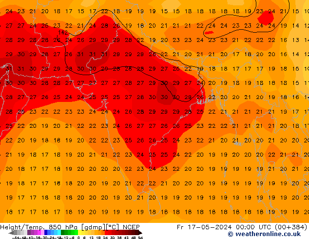 Height/Temp. 850 hPa NCEP Fr 17.05.2024 00 UTC