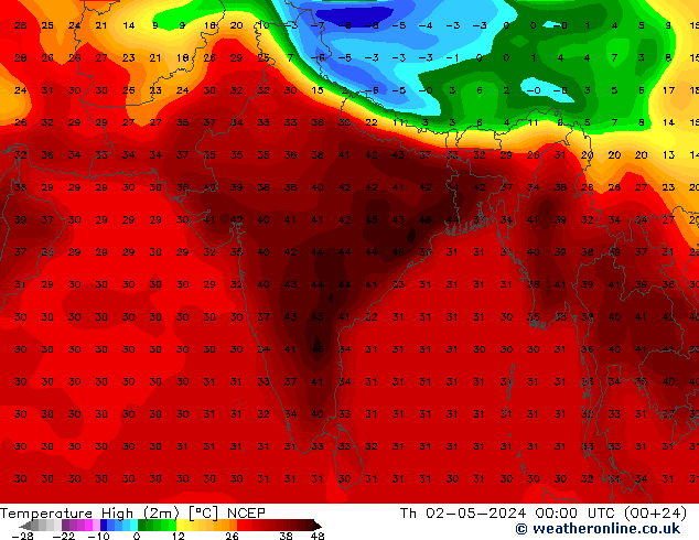 Höchstwerte (2m) NCEP Do 02.05.2024 00 UTC