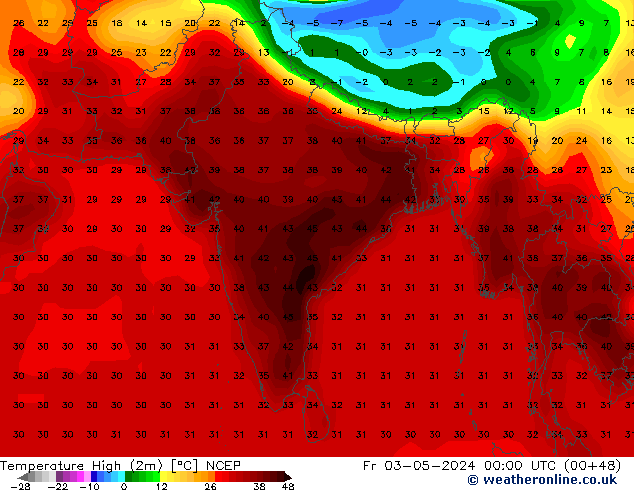 Max.  (2m) NCEP  03.05.2024 00 UTC