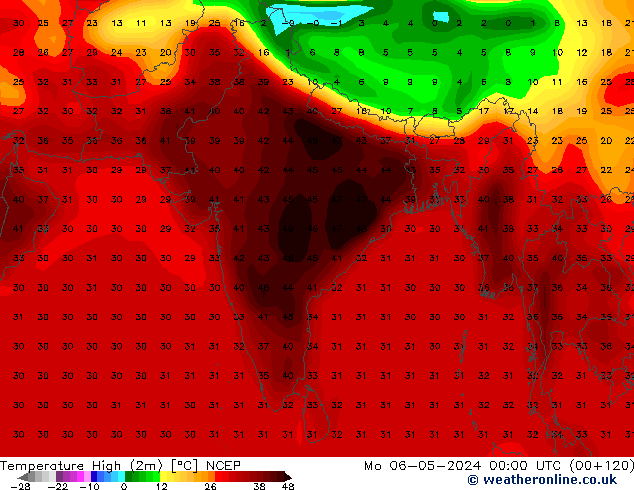 Temperatura máx. (2m) NCEP lun 06.05.2024 00 UTC