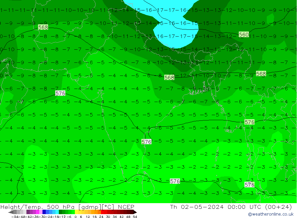 Height/Temp. 500 hPa NCEP Th 02.05.2024 00 UTC