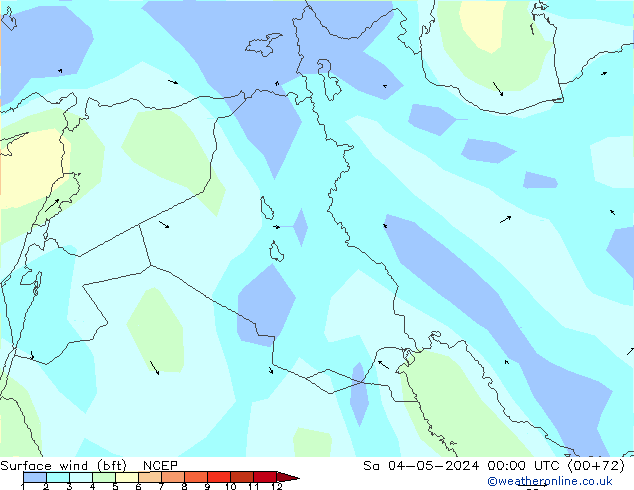 Vento 10 m (bft) NCEP Sáb 04.05.2024 00 UTC