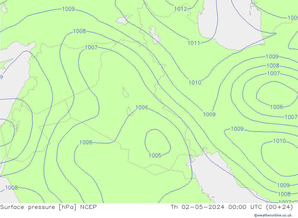 pressão do solo NCEP Qui 02.05.2024 00 UTC