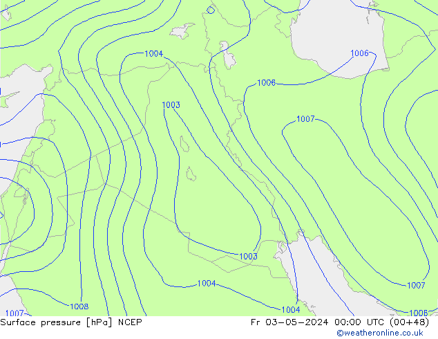 Presión superficial NCEP vie 03.05.2024 00 UTC