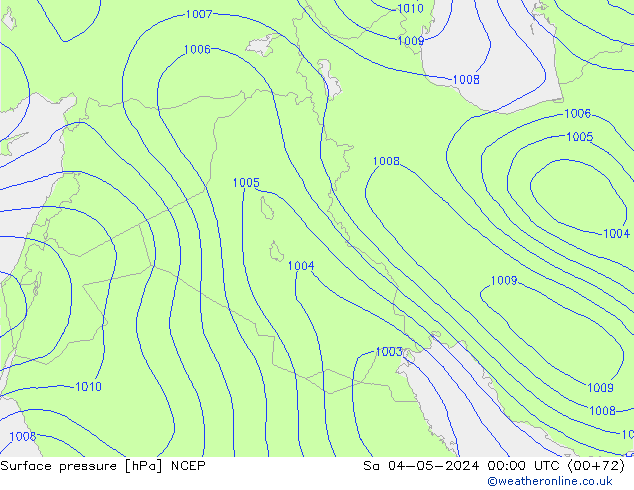 Pressione al suolo NCEP sab 04.05.2024 00 UTC