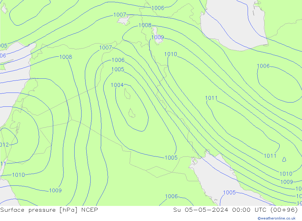 Yer basıncı NCEP Paz 05.05.2024 00 UTC