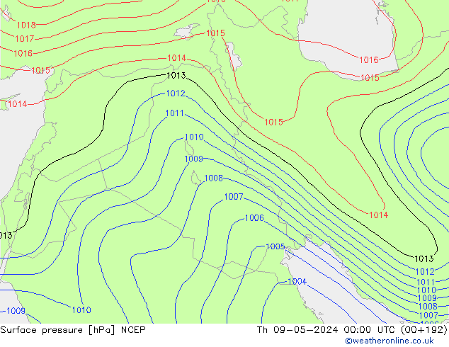 pressão do solo NCEP Qui 09.05.2024 00 UTC