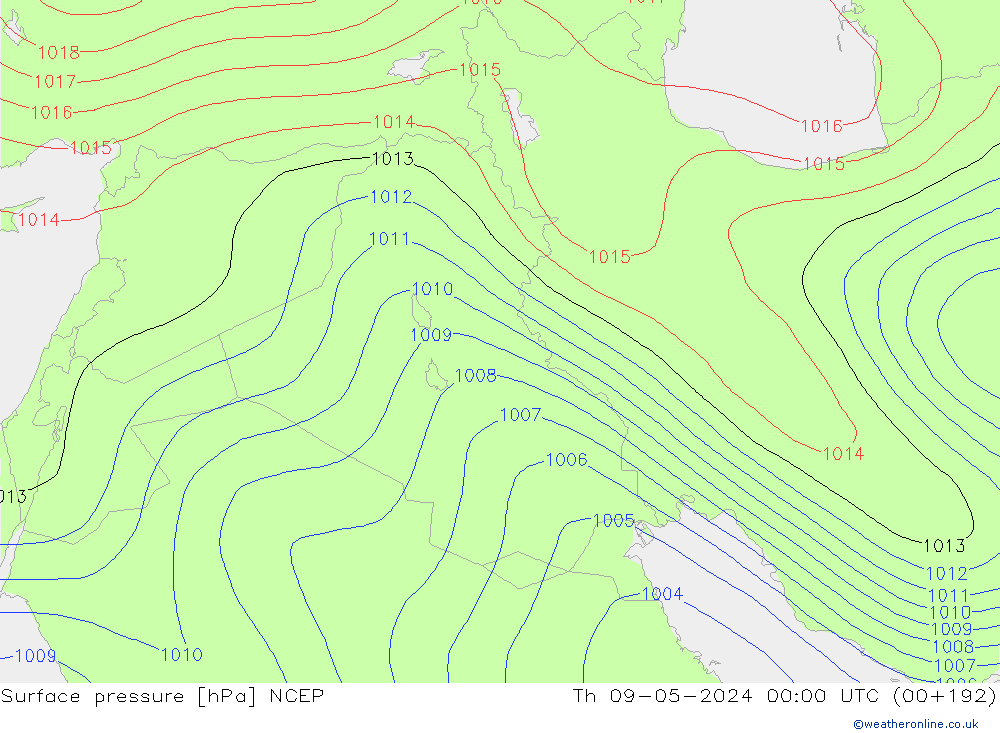 Yer basıncı NCEP Per 09.05.2024 00 UTC