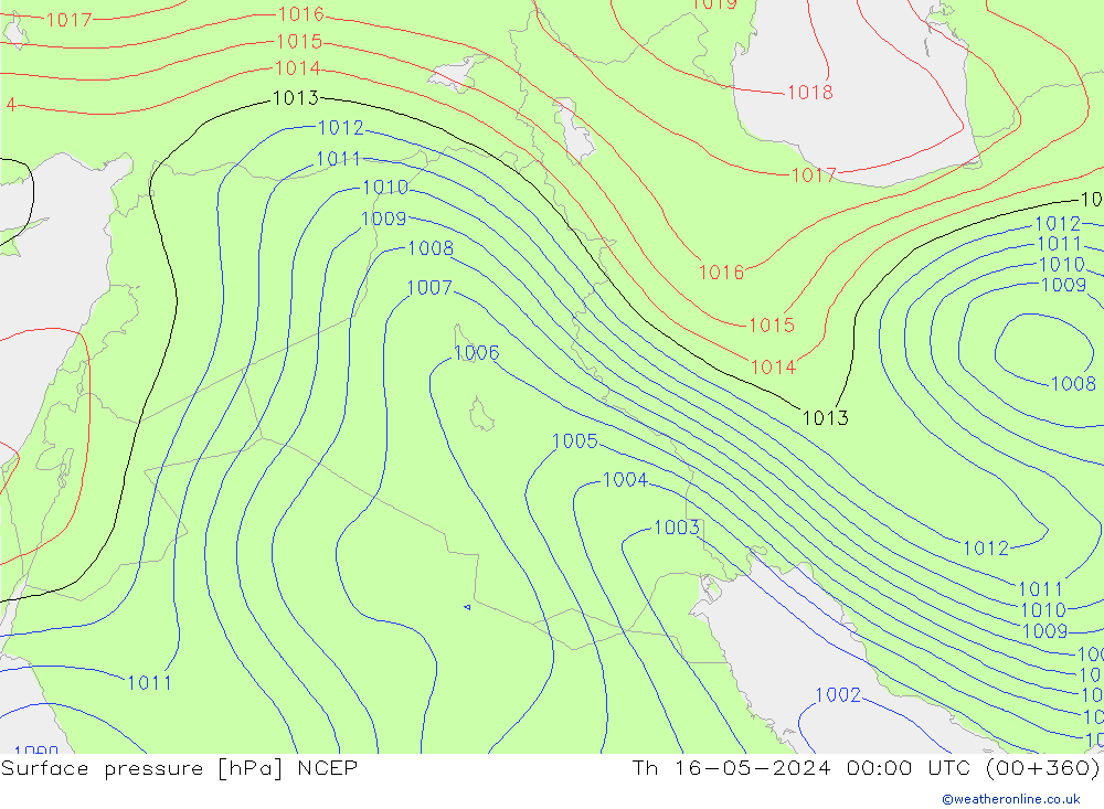 Luchtdruk (Grond) NCEP do 16.05.2024 00 UTC