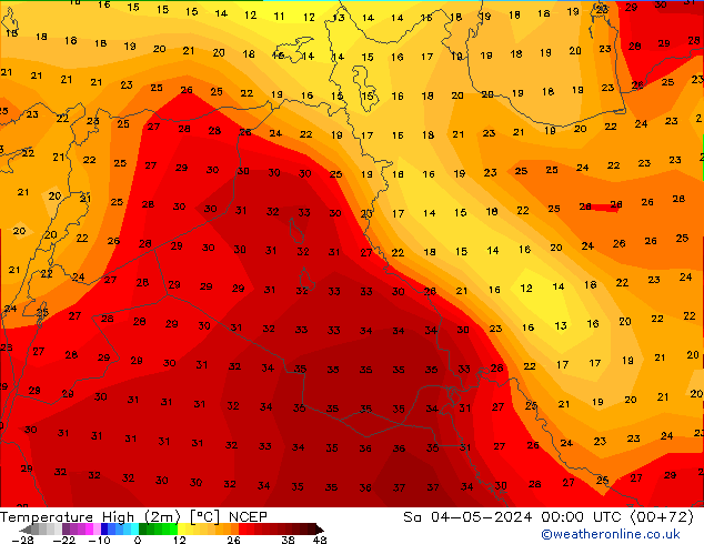 Max.  (2m) NCEP  04.05.2024 00 UTC