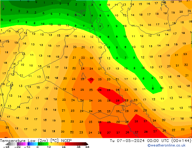 température 2m min NCEP mar 07.05.2024 00 UTC