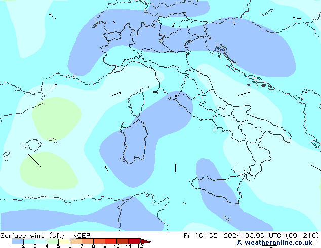  10 m (bft) NCEP  10.05.2024 00 UTC