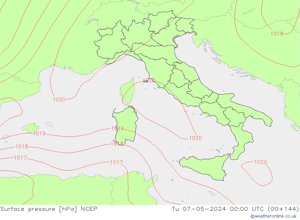 Atmosférický tlak NCEP Út 07.05.2024 00 UTC