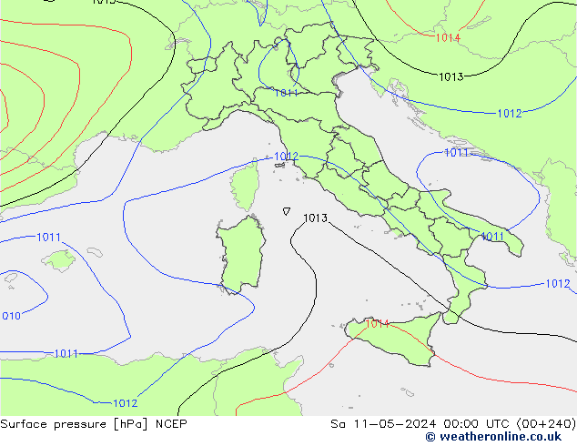 Pressione al suolo NCEP sab 11.05.2024 00 UTC