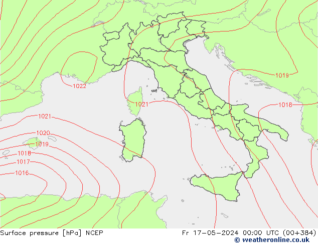 Pressione al suolo NCEP ven 17.05.2024 00 UTC