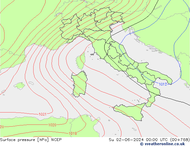 Surface pressure NCEP Su 02.06.2024 00 UTC