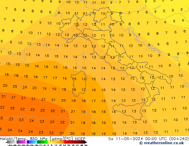 Yükseklik/Sıc. 850 hPa NCEP Cts 11.05.2024 00 UTC