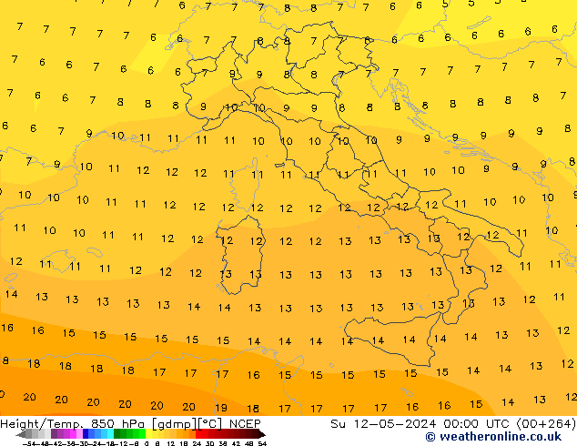 Height/Temp. 850 hPa NCEP Dom 12.05.2024 00 UTC