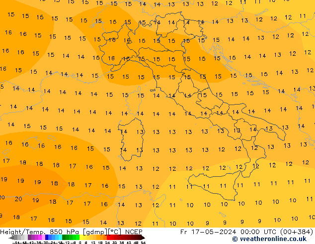 Yükseklik/Sıc. 850 hPa NCEP Cu 17.05.2024 00 UTC