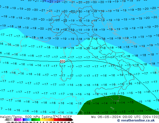 Height/Temp. 500 hPa NCEP Po 06.05.2024 00 UTC